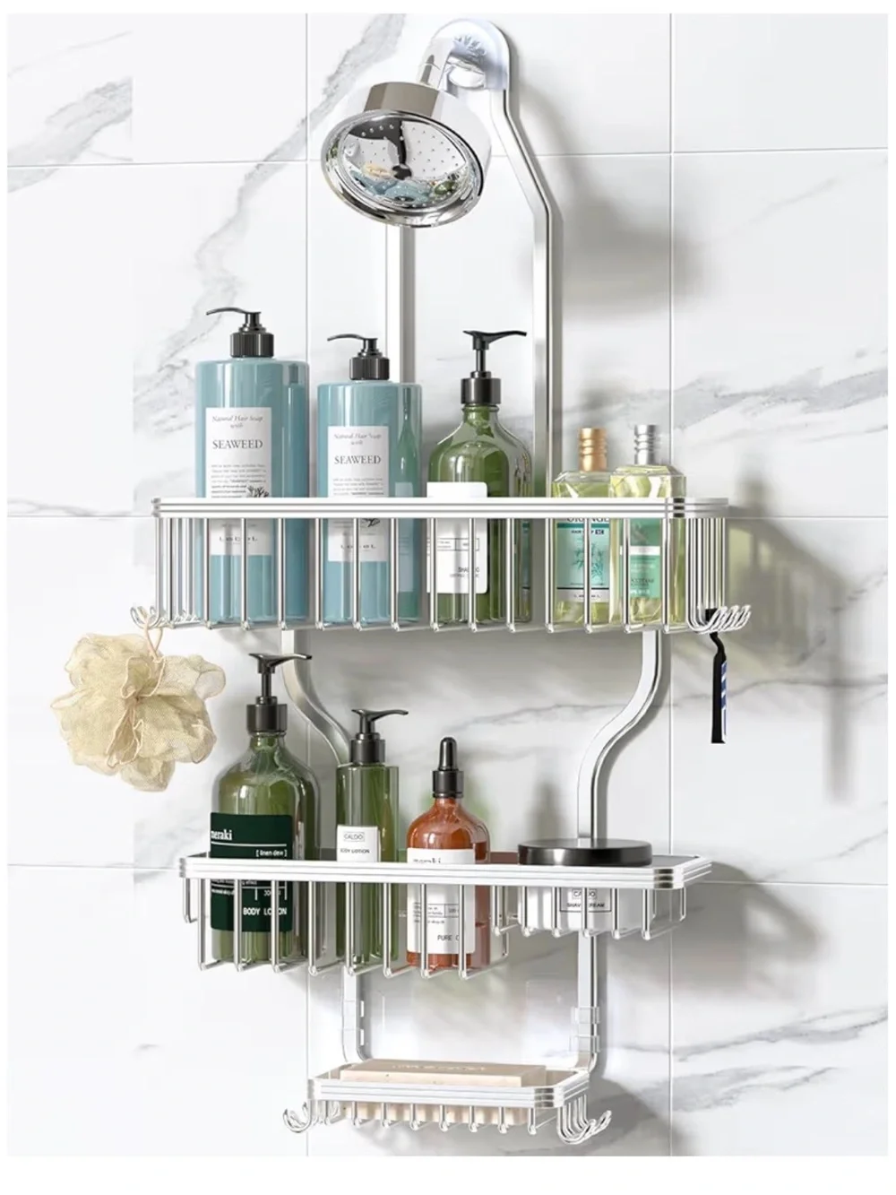 Stainless Steel Shower Caddy Organizer - Silver